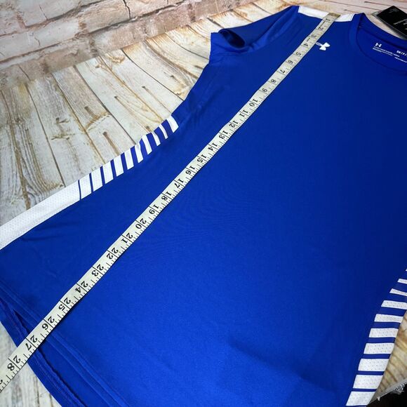 NEW Under Armour FITTED Womens Size Small Blue HeatGear Athletic T Shirt Top Tee - Picture 6 of 10